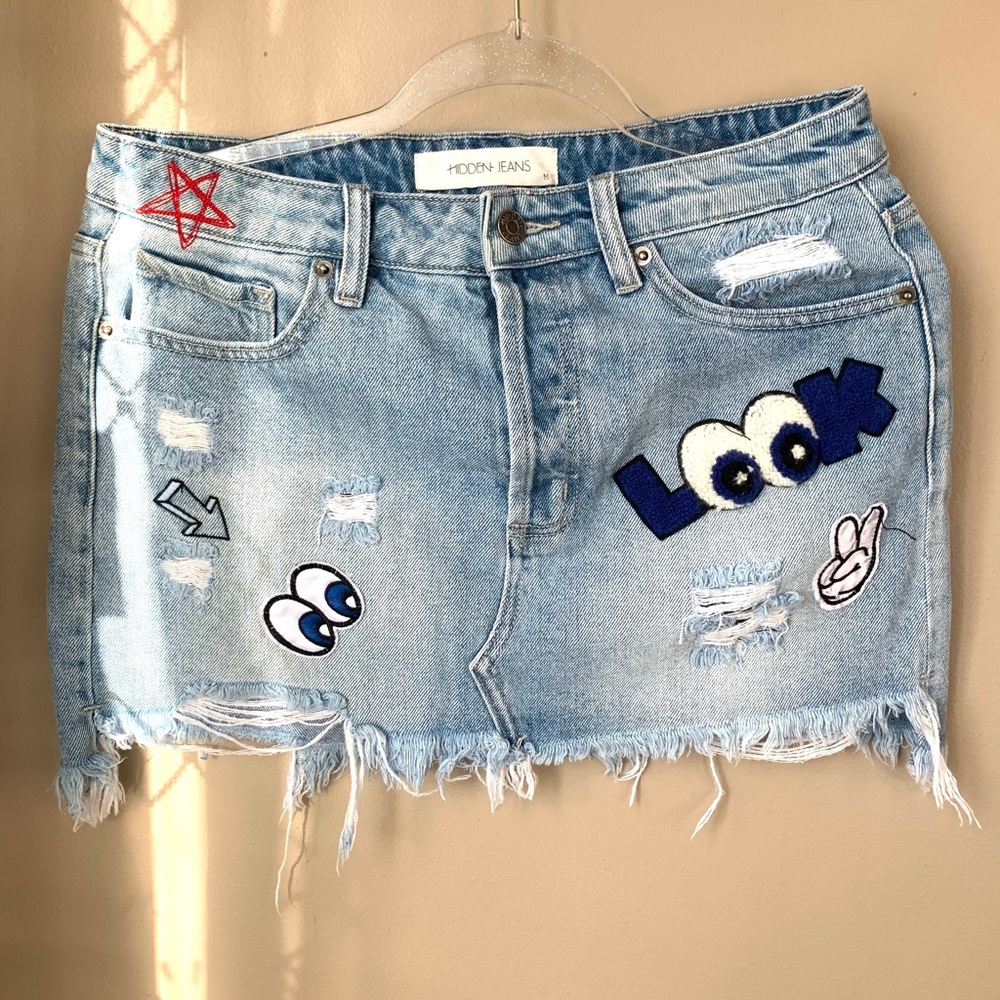 Hidden jeans destroyed padded skirt size M